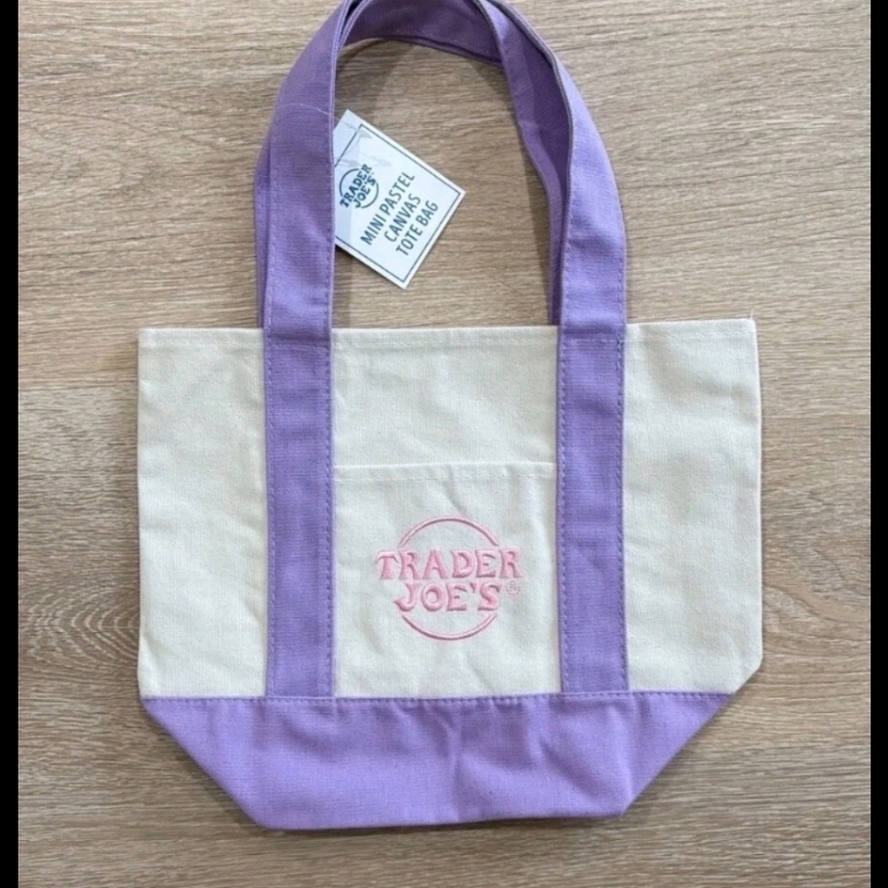 Trader Joe's Mini Canvas Tote Bag NWT LTD EDITION Lavender DM for Other Colors!